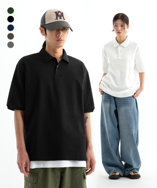 브렌슨 릴렉스드 더블코튼 카라 반팔티 ( 7Color )