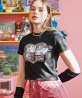 MF UNIVERSE CAT CROP TEE-BLACK