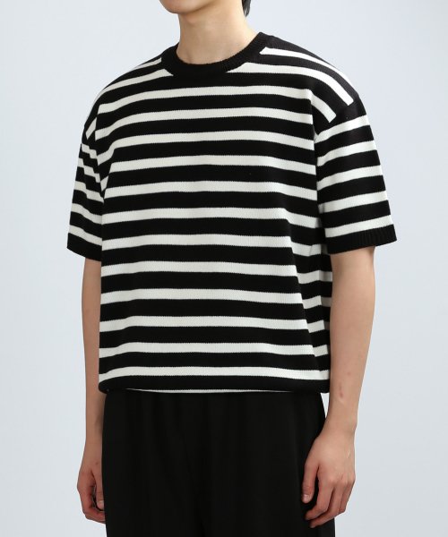 쟈니웨스트(jhonnywest) tour stripe knit [7g half] (black)