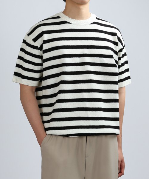 쟈니웨스트(jhonnywest) tour stripe knit [7g half] (cream)