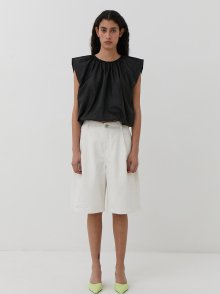 CUT-OUT POCKET DENIM SHORTS (WHITE)