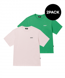 에센셜 반팔 티셔츠(23SS) 2PACK 핑크/그린