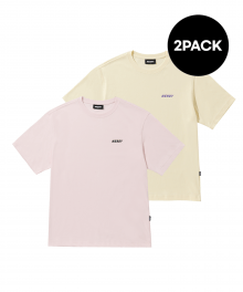 에센셜 반팔 티셔츠(23SS) 2PACK 옐로우/핑크