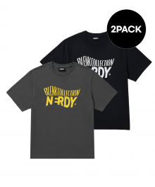 웨이브 로고 반팔 티셔츠 2PACK 블랙/차콜