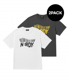 웨이브 로고 반팔 티셔츠 2PACK 화이트/차콜