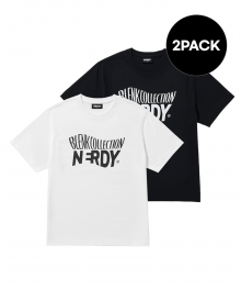웨이브 로고 반팔 티셔츠 2PACK 화이트/블랙