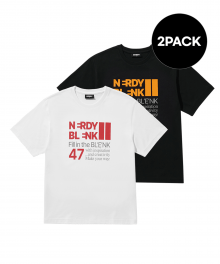 아이덴티티 반팔 티셔츠 2PACK 레드/오렌지