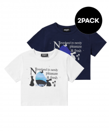 유토피아 크롭 티셔츠 2PACK 화이트/네이비