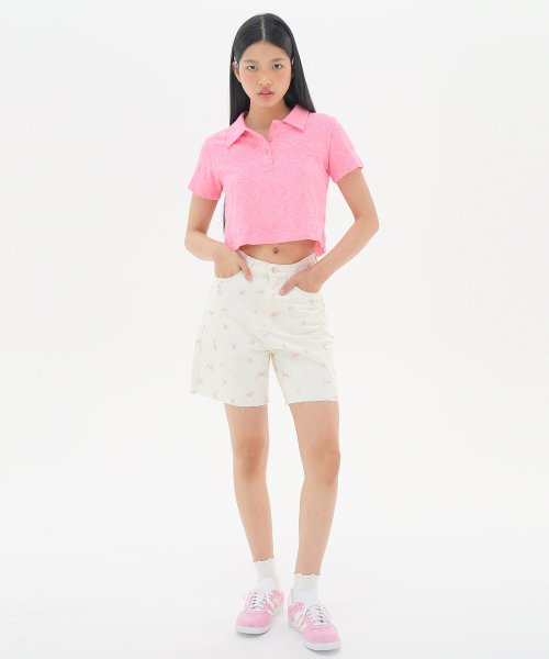 Укороченная футболка поло Crop PK T-shirts_Pink