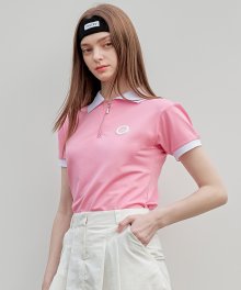 집업 퍼프 쿨테크 티셔츠 핑크