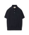 Short Sleeve Comfort Polo Knit (Ice Cotton) (Dark Navy)