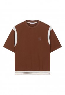 [23SS] LJS41137 브라운 오버핏 바시티 티셔츠