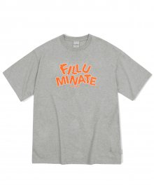 오버핏 큐뮬러스 로고 티셔츠-멜란지그레이
