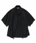 two pocket open collar s/s shirts black
