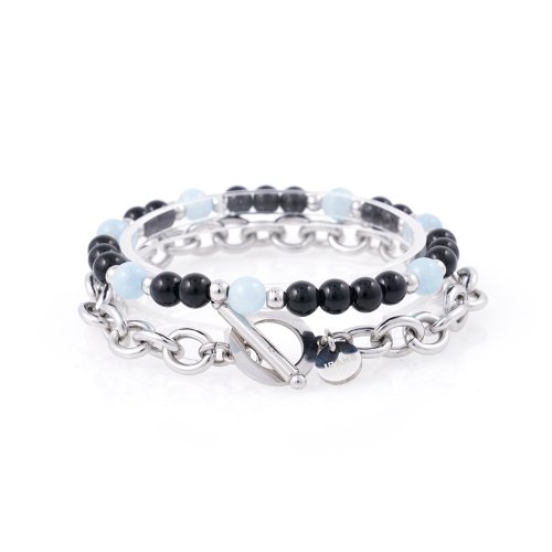JBANS CLASSIC - Haenamok Black Onyx 963 8mm Surgical Ring Chain 970 Bracelet Set (C2301-SE297_BK)