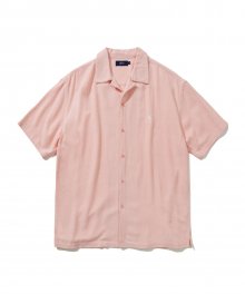 HERITAGE DAN OPEN COLLAR LINEN SHIRT PINK