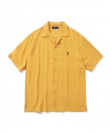 HERITAGE DAN OPEN COLLAR LINEN SHIRT MUSTARD