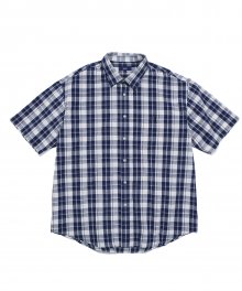 (JAPAN FABRIC) COTTON CHECK SS SHIRT BLUE