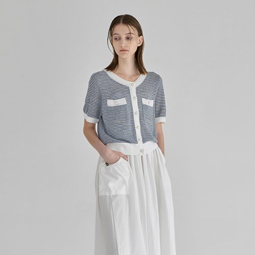 아틀리에 나인(nain) 뉴 트위드 크롭 반팔 니트 가디건(CD-2061)