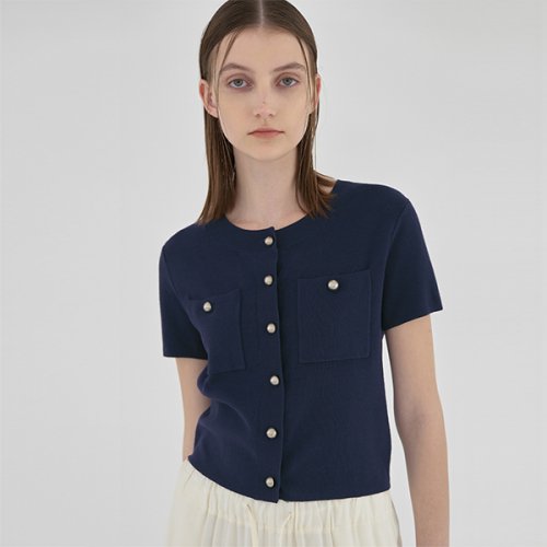 아틀리에 나인(nain) 버튼 포인트 크롭 니트 가디건(CD-2060)