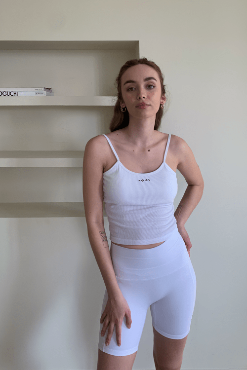Топ на бретелях со съемными чашками White