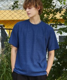 웨이브 펀칭 니트 티셔츠(Blue)