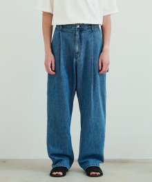 one tuck easy denim pants blue washed