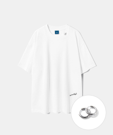 Curved Neck Logo Short Sleeve T-shirt T75 White