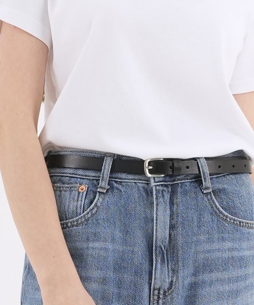 THE-ABON - Women's Bold Mini Cowhide Belt Black