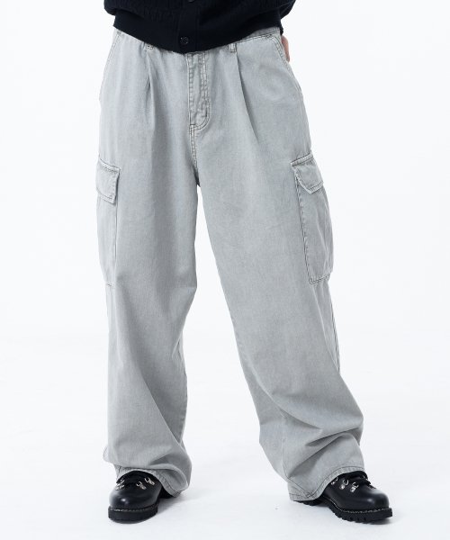 Lig. wide cargo pants/ grayPOLYESTER100%裏地 - teaga.digital