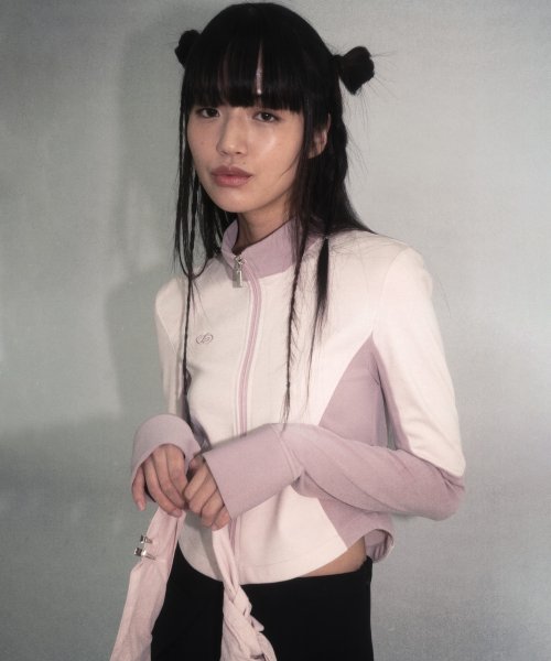 MUSINSA | HUG YOUR SKIN Slim Jersey Cropped Jacket (Pink)