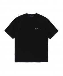 Cursive lettering cotton over fit T-shirt - BLACK