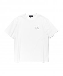 Cursive lettering cotton over fit T-shirt - WHITE