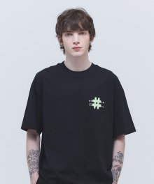 스프레이 슬로건 오버핏 반팔 티셔츠(블랙)