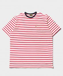 [Regular Fit] BORDER SHORT SLEEVES T-SHIRT [Vanilla Red]