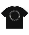 시그니처 백 라운드 원형 로고 루즈핏 반팔 티 (블랙)