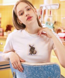 MF FAIRY BUNNY CROP TEE-WHITE