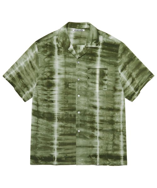 COLLAR TIE DYE HALF SHIRT [GREEN]