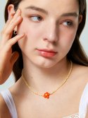 유니제이(UNI.J) Orange Flower and Agate Stone Silver Necklace In434 [Silver]