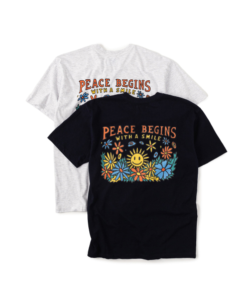 MUSINSA | BIGWAVE COLLECTIVE PEACE BEGINS SMILE T-SHIRT (2 COLOR)