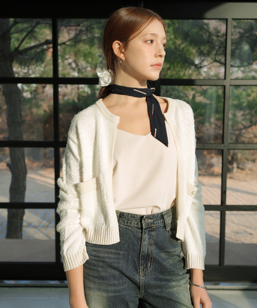 open pocket knit cardigan слоновая кость