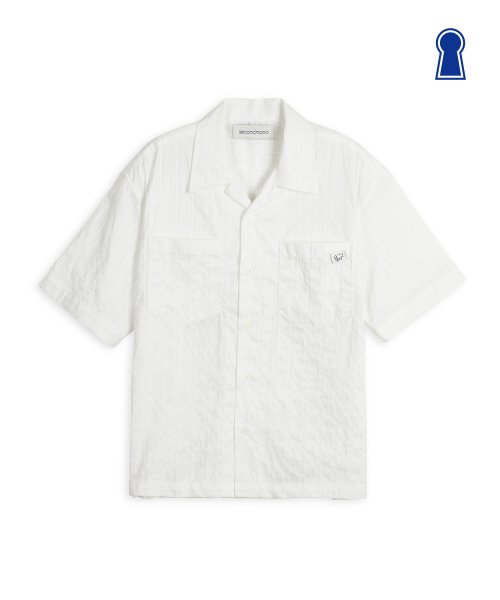 MUSINSA | SECONDMONO Metal company open collar shirt white