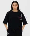 라이프워크(LIFEWORK) 여성) 유니크 글리터 반팔 티셔츠