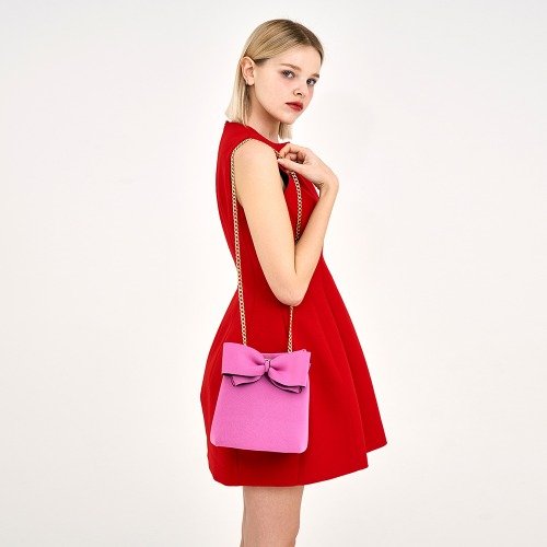 国内企業販売 JILTU ribbon mini bag pink - バッグ