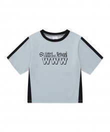 WWW 슬림핏 반팔 티셔츠 (페일 블루)