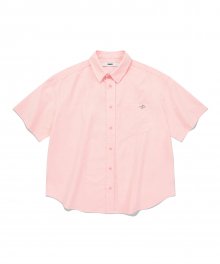 샤프 로고 옥스포드 반팔 셔츠 (베이비 핑크)