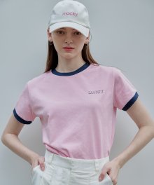 골프 배색 반팔티셔츠 핑크