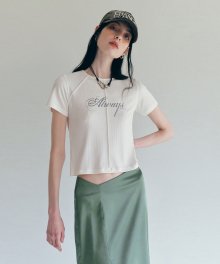 PINTUCK CROP SHORT SLEEVE TEE [IVORY]