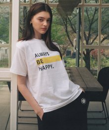 케이프 반팔 티셔츠 화이트-옐로우