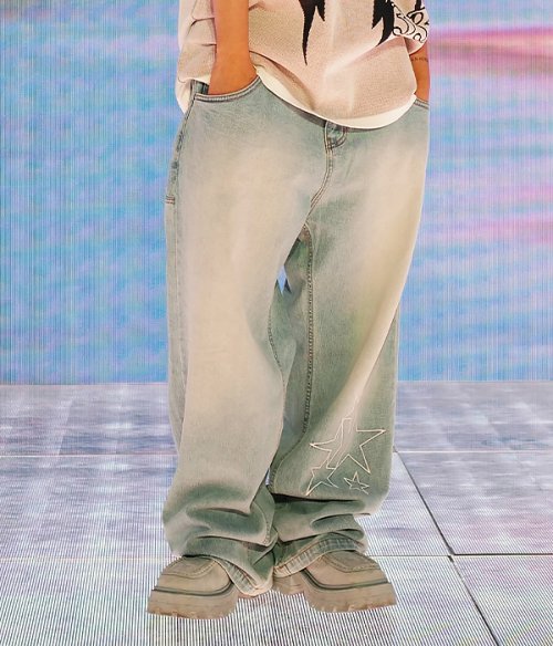 wide y star denim light синий